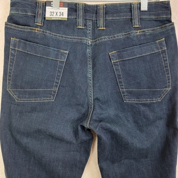 5.11 Tactical Defender Flex Straight Dark Wash Denim Blue Jeans Sz 32x34 NEW - Picture 7 of 12